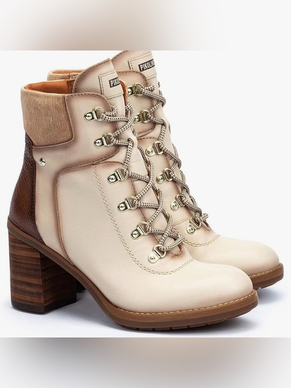 PIKOLINOS Pompeya Marfil Leather Fashion Ankle Boots